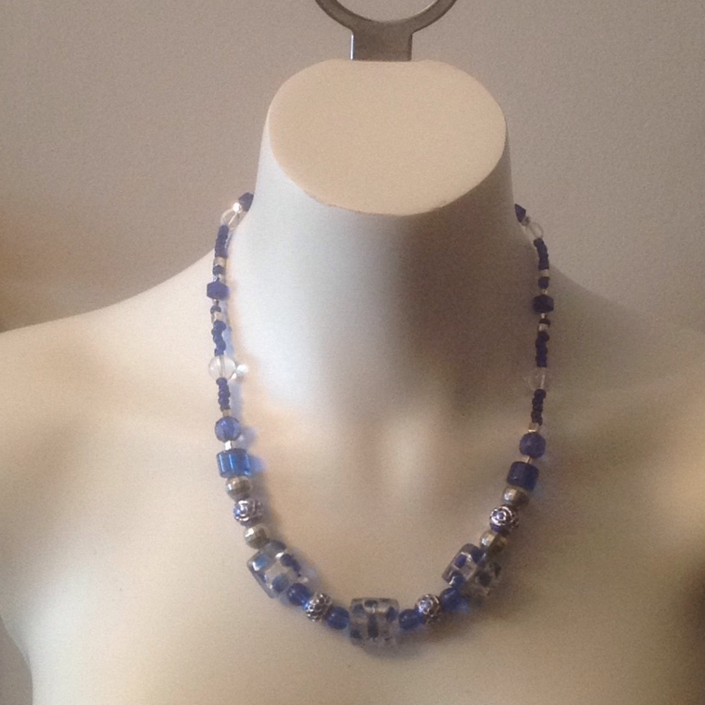 Beautiful Blue and Clear Glass Jewelry Set